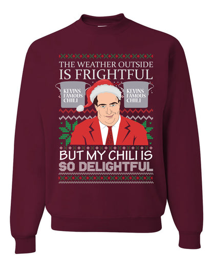 Ugly Christmas Crewneck Sweater Graphic Sweatshirt Unisex Kevin's Famous Chili is So Delightful, Wild Bobby  Ugly Christmas Sweater Unisex Crewneck Sweatshirt