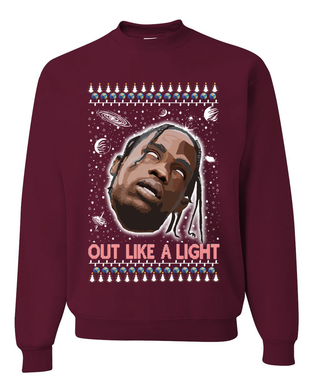 Out Like a Light, Christmas Gifts, Funny Xmas Gift Idea, Ugly Christmas Sweater Unisex Crewneck Sweatshirt