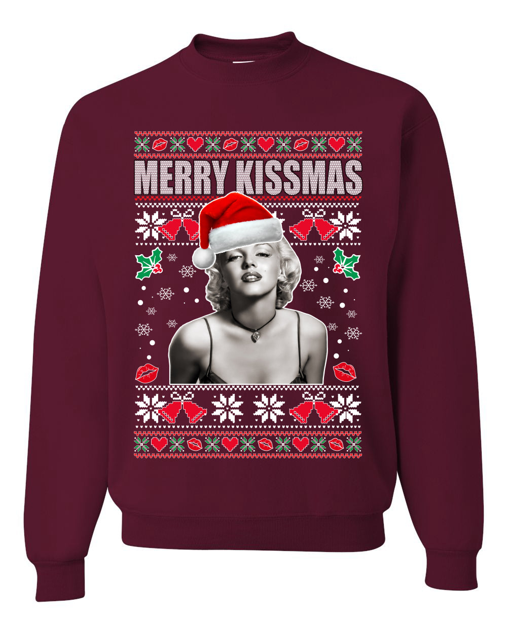 Merry Kissmas Marilyn Monroe, Christmas Gifts, Funny Xmas Gift Idea, Ugly Christmas Sweater Unisex Crewneck Sweatshirt