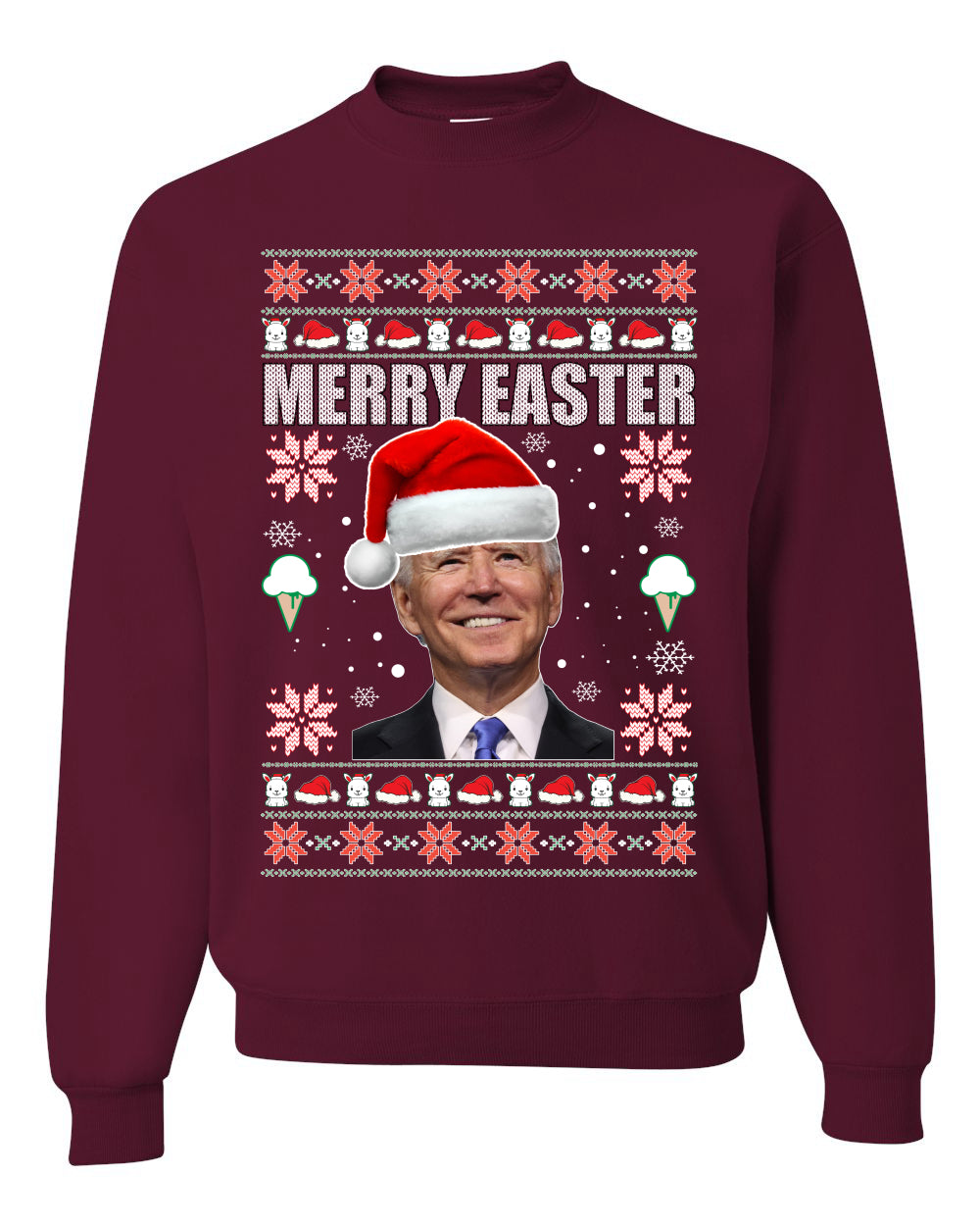 Funny Ugly Xmas Holiday Sweater Sweatshirt Graphic Crewneck Joe Biden Merry Easter Ugly Christmas Sweater Unisex Crewneck Sweatshirt