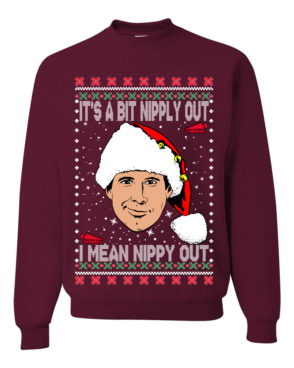 Clark G It's A Bit Nipply Out, Christmas Gifts, Funny Xmas Gift Idea, Ugly Christmas Sweater Unisex Crewneck Sweatshirt