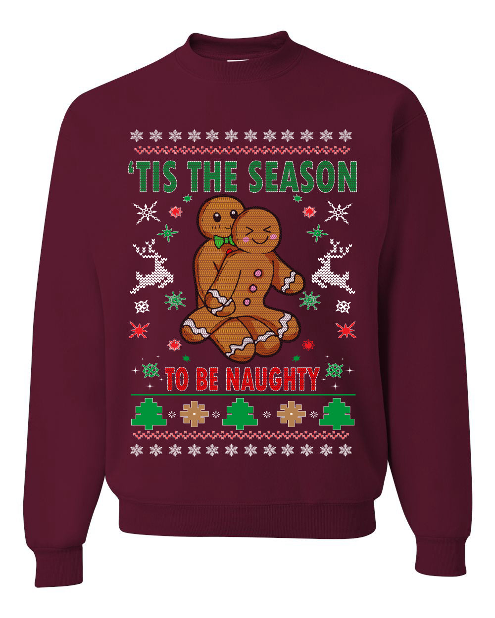 Graphic Ugly Christmas Hoodie Sweater Sweatshirt Tis' The Season To Be Naughty Ugly Christmas Sweater Unisex Crewneck Sweatshirt