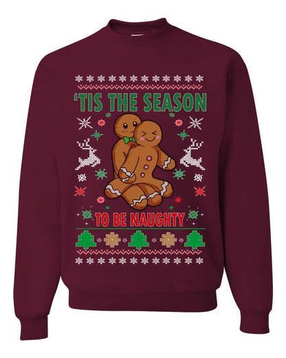 Graphic Ugly Christmas Hoodie Sweater Sweatshirt Tis' The Season To Be Naughty Ugly Christmas Sweater Unisex Crewneck Sweatshirt