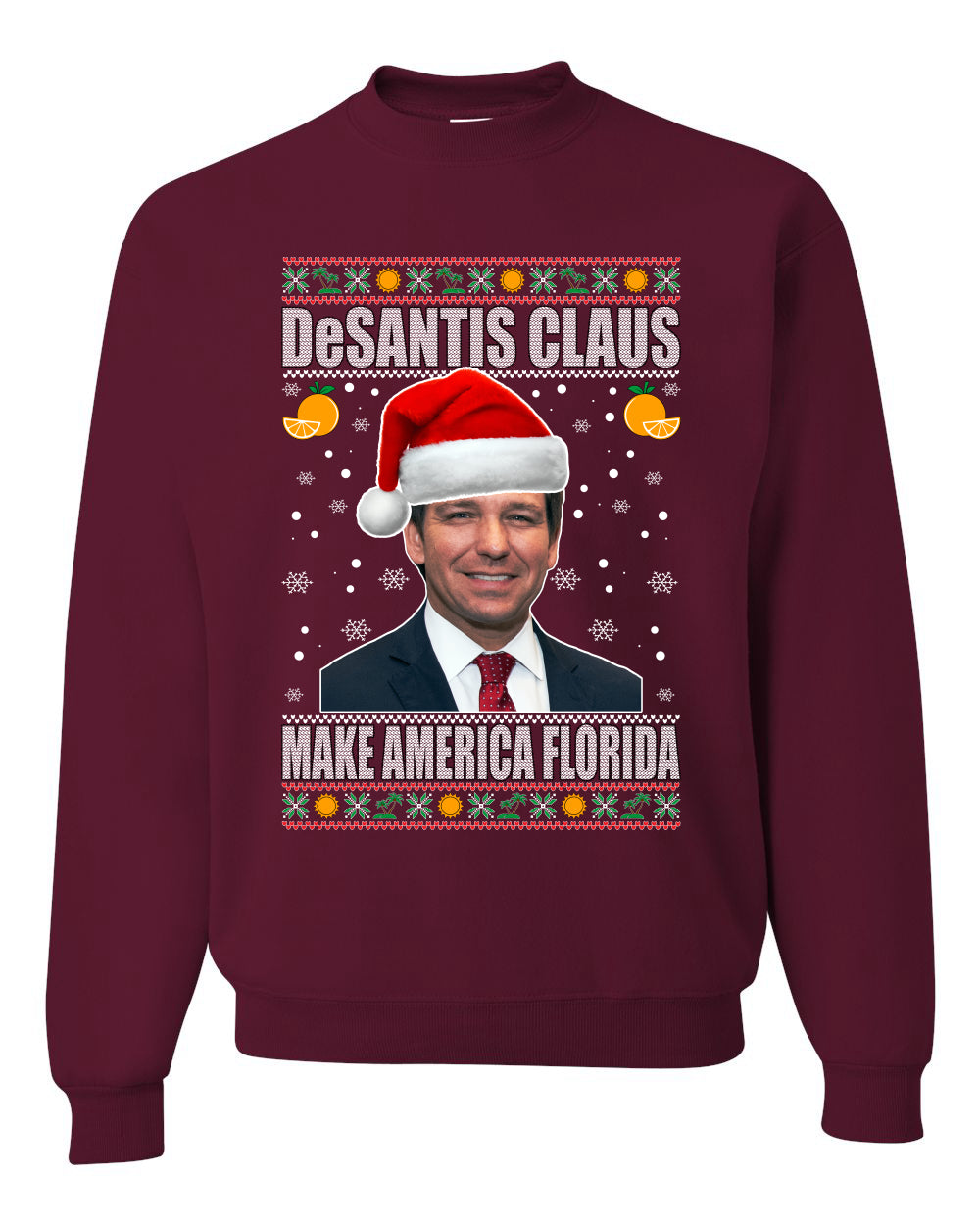 Men's Ugly Christmas Tri Blend Premium T-Shirt, Desantis Claus Ugly Christmas Sweater Unisex Crewneck Sweatshirt