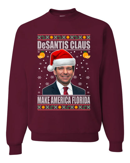 Men's Ugly Christmas Tri Blend Premium T-Shirt, Desantis Claus Ugly Christmas Sweater Unisex Crewneck Sweatshirt