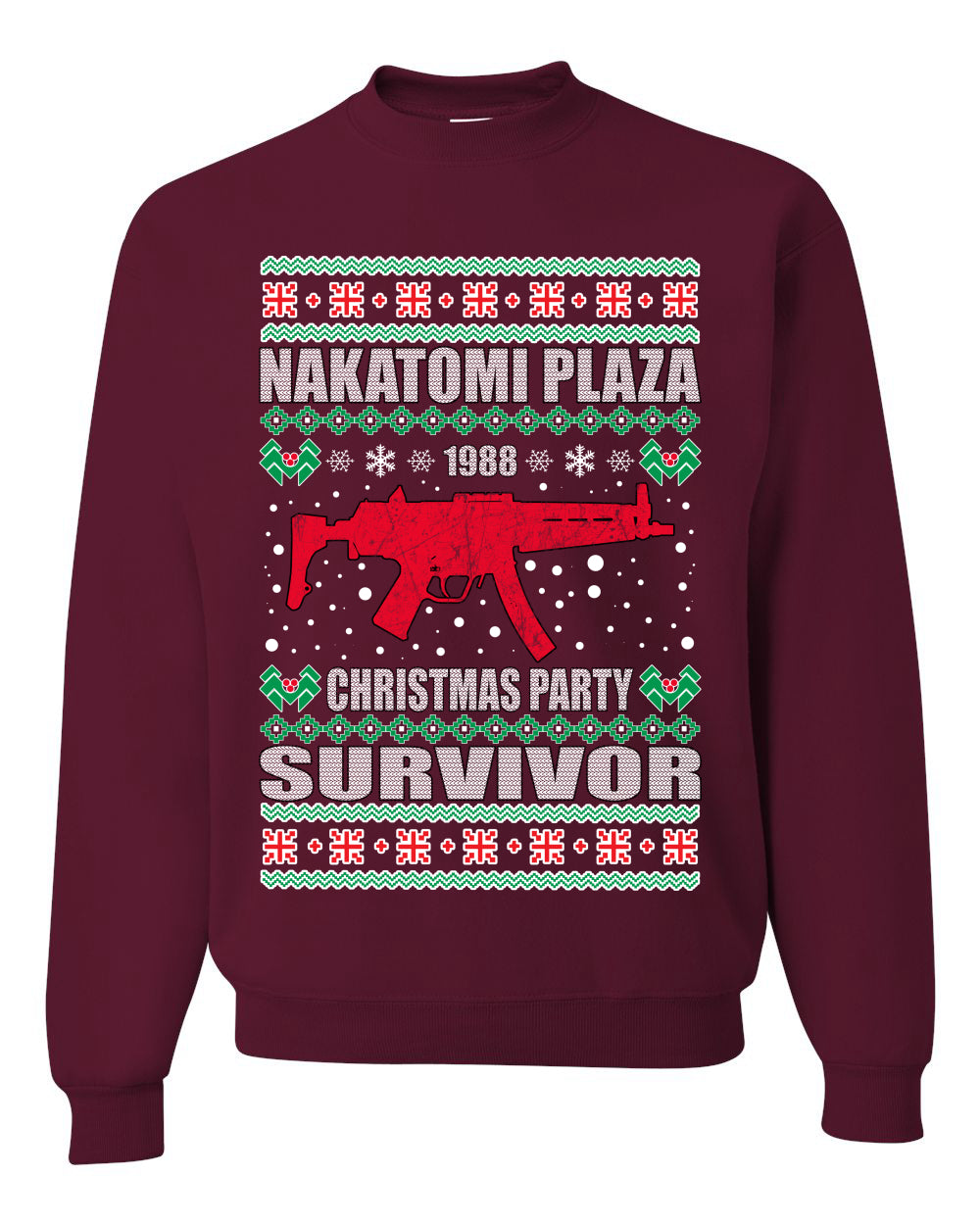 Men's Ugly Long Sleeve Shirt for Christmas Nakatomi Plaza Christmas Party Survivor Ugly Christmas Sweater Unisex Crewneck Sweatshirt