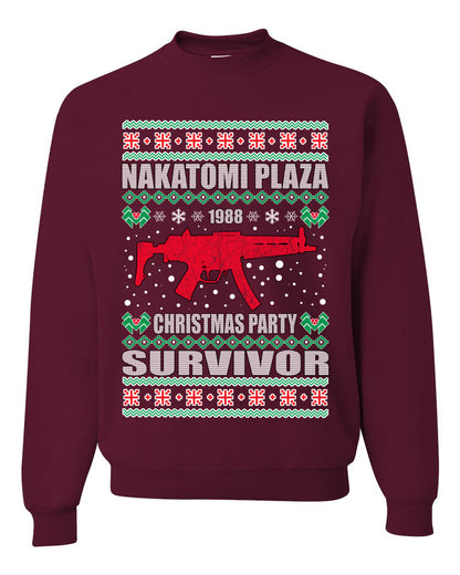 Men's Ugly Long Sleeve Shirt for Christmas Nakatomi Plaza Christmas Party Survivor Ugly Christmas Sweater Unisex Crewneck Sweatshirt