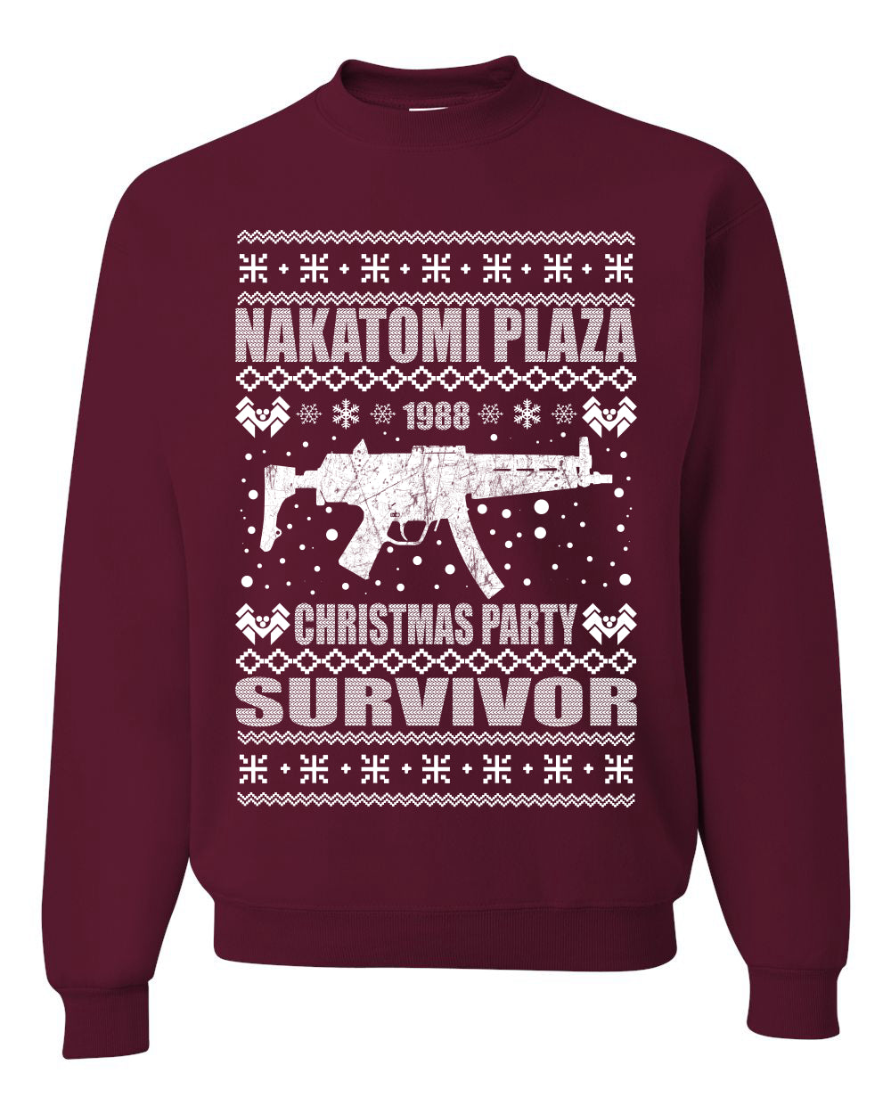 Ugly Xmas Crewneck Sweater Graphic Sweatshirt Unisex Nakatomi Plaza Christmas Party Survivor 1988 Ugly Christmas Sweater Unisex Crewneck Sweatshirt
