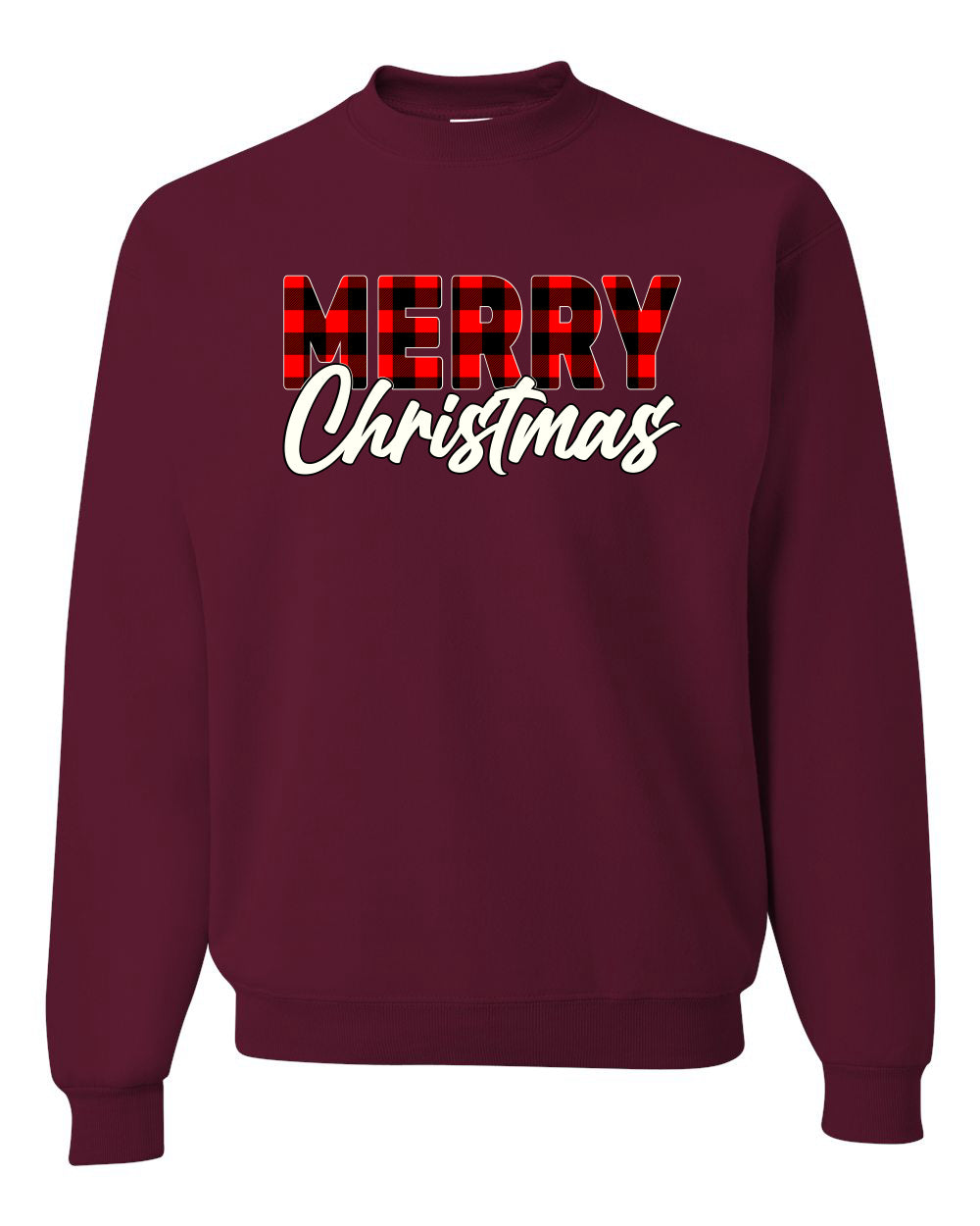 Men's Christmas Graphic TShirt, Plaid, Merry Christmas Buffalo  Ugly Christmas Sweater Unisex Crewneck Sweatshirt