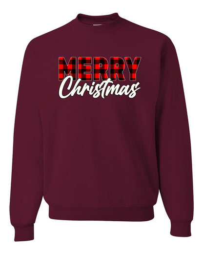 Men's Christmas Graphic TShirt, Plaid, Merry Christmas Buffalo  Ugly Christmas Sweater Unisex Crewneck Sweatshirt