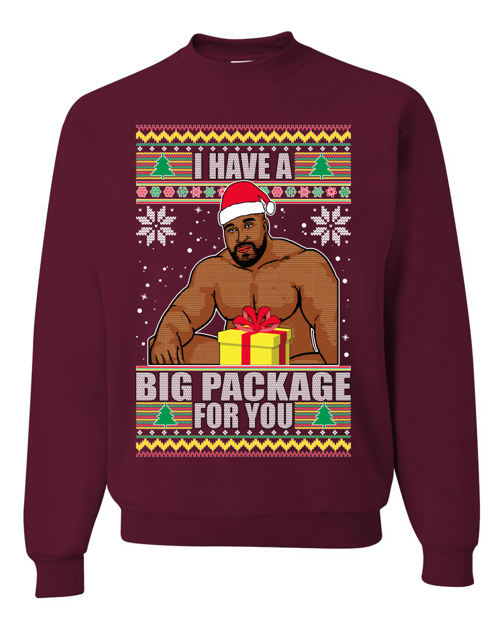 Graphic Meme Ugly Christmas Crewneck Sweater Sweatshirt "I Have A Big Package" Ugly Christmas Sweater Unisex Crewneck Sweatshirt