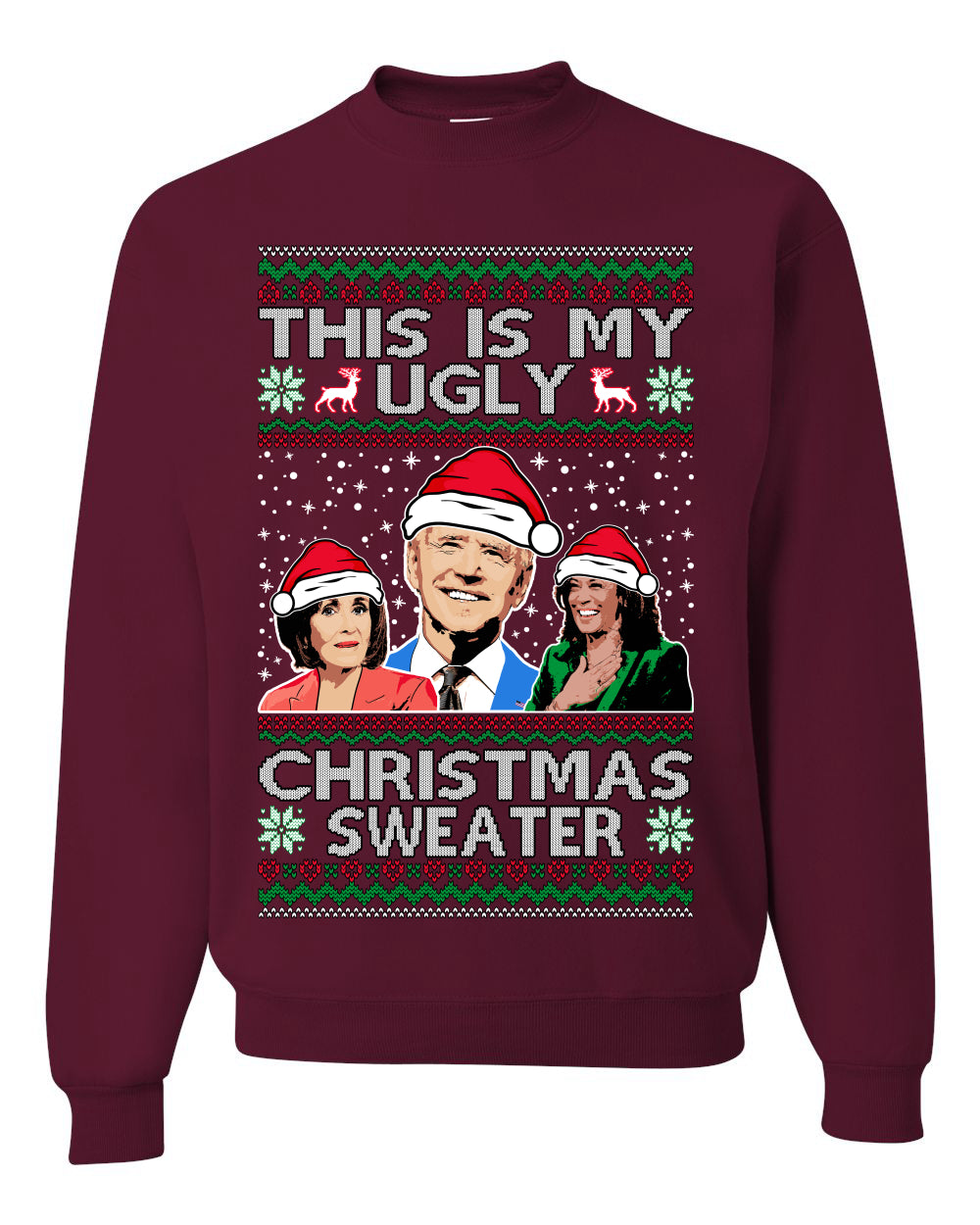 Men's Graphic Ugly Xmas Sweater, This is My Ugly Christmas Sweater, Anti Democrat Biden Kamala Pelosi, Wild Bobby  Ugly Christmas Sweater Unisex Crewneck Sweatshirt
