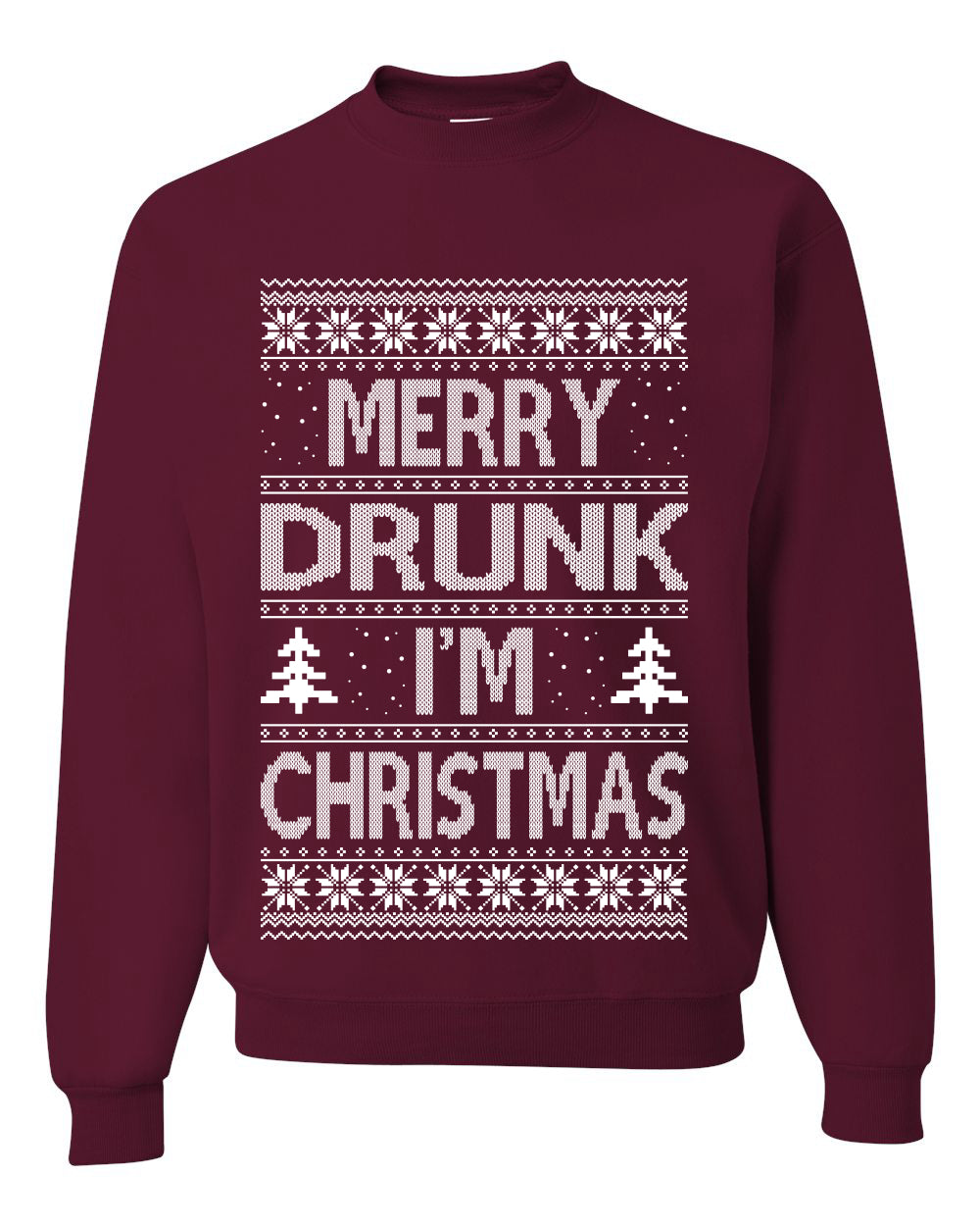 Unisex Graphic Funny Ugly Xmas Sweater Crewneck Sweatshirt, Merry Drunk I'm Christmas, Wine Beer  Drinking, Shark & Hammer Ugly Christmas Sweater Unisex Crewneck Sweatshirt