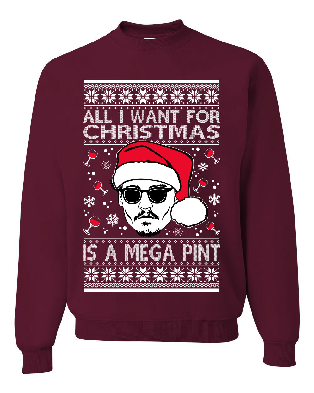 Unisex Graphic Crewneck Sweatshirt All I Want For Christmas is a Mega Ugly Xmas Sweater Wild Bobby Johnny D  Ugly Christmas Sweater Unisex Crewneck Sweatshirt