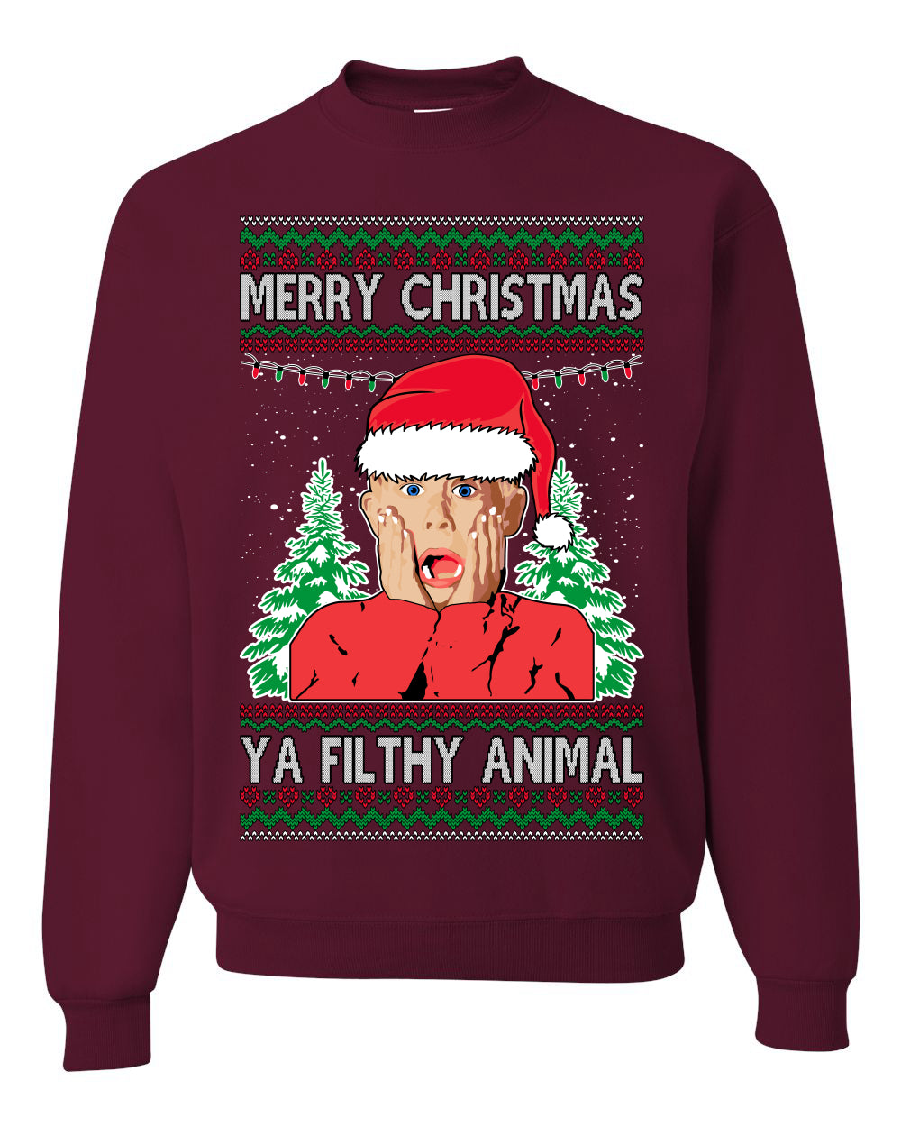 Ugly Unisex Crewneck Sweater Merry Christmas Home Alone Kid Ugly Christmas Sweater Unisex Crewneck Sweatshirt