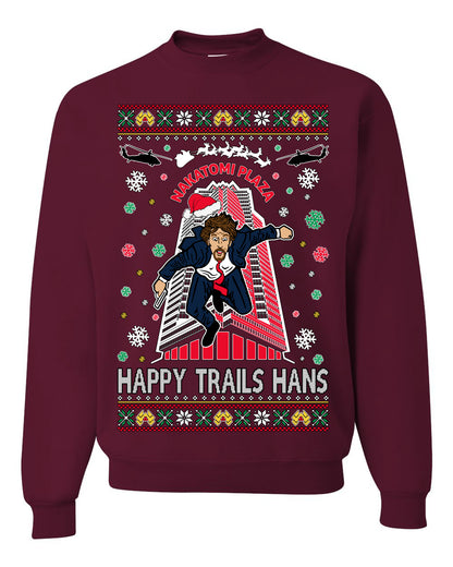 Crewneck Ugly Holiday Unisex Sweater Sweatshirt Nakatomi Plaza Happy Trails Hans Ugly Christmas Sweater Unisex Crewneck Sweatshirt