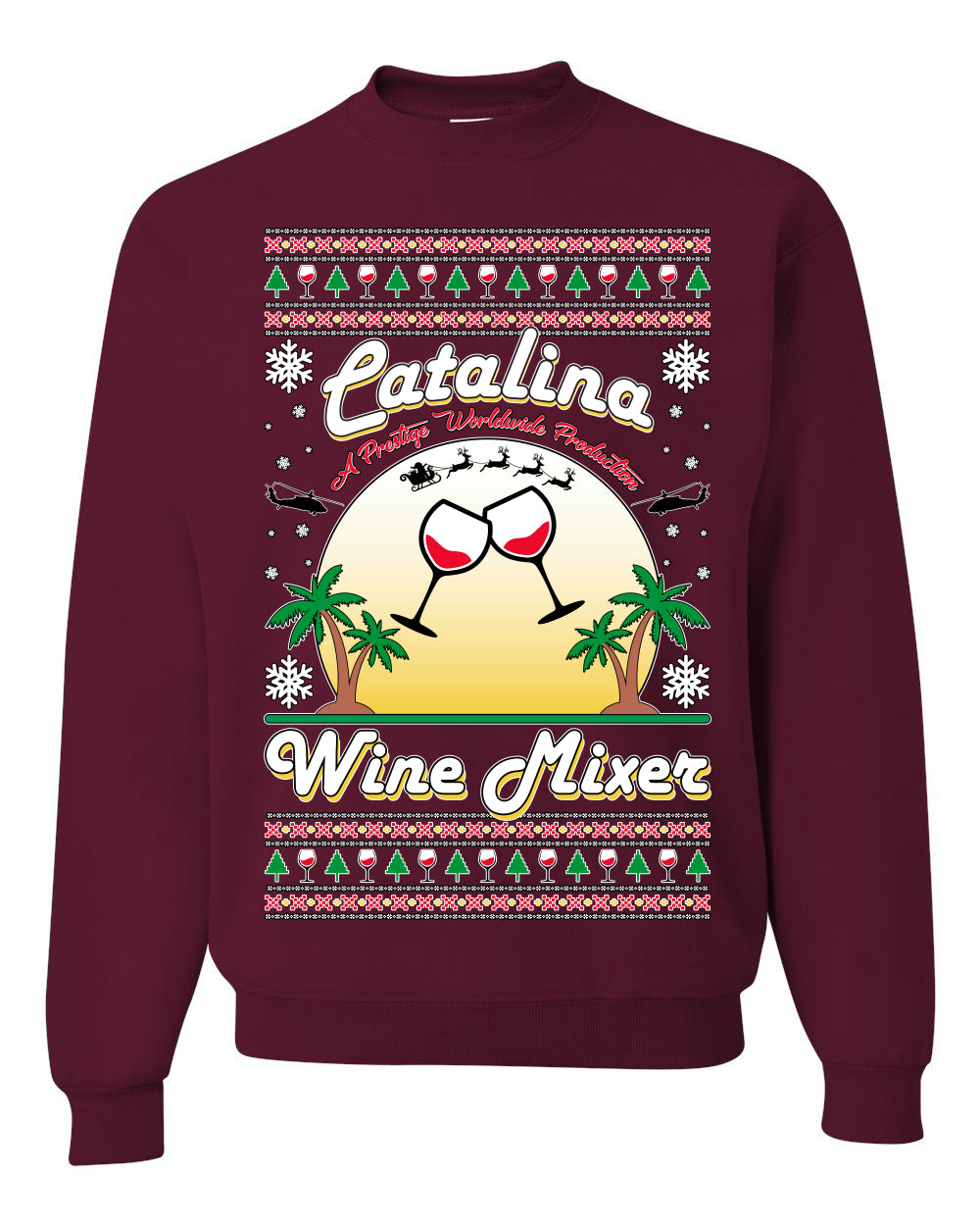 Unisex Crewneck Sweatshirt Ugly Xmas Sweater, Catalina Wine Mixer Boats and Hoes Step Brothers, Shark & Hammer  Ugly Christmas Sweater Unisex Crewneck Sweatshirt