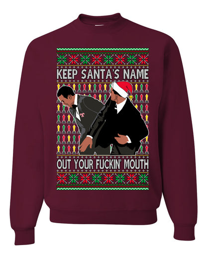 Unisex Graphic Meme Ugly Christmas Crewneck Sweater Sweatshirt, Will Smith Slapping Chris Rock, Wife, Award Show Joke, Shark & Hammer  Ugly Christmas Sweater Unisex Crewneck Sweatshirt