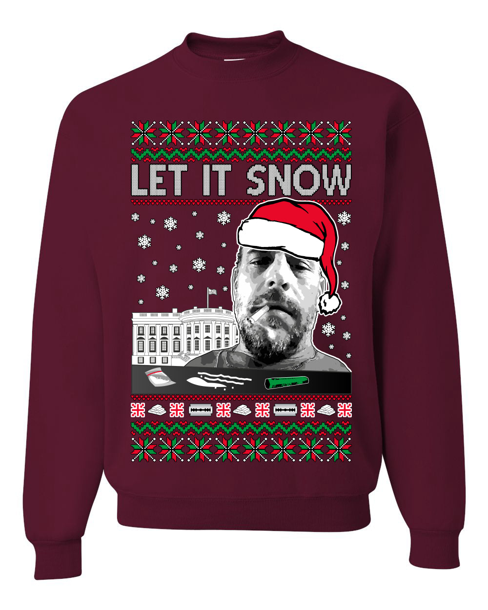 Hunter Let It Snow Biden , Merry Christmas Tee, Ugly Christmas,  Sweater Unisex Crewneck Sweatshirt