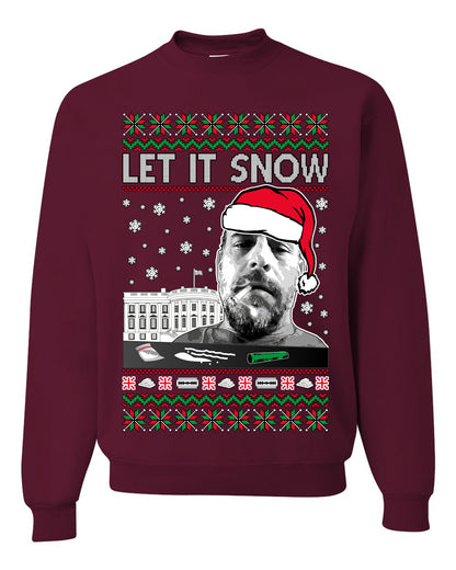Hunter Let It Snow Biden , Merry Christmas Tee, Ugly Christmas,  Sweater Unisex Crewneck Sweatshirt