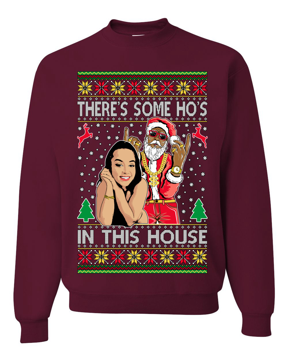 Santa the Plug Hos In This House , Merry Christmas Tee, Ugly Christmas,  Sweater Unisex Crewneck Sweatshirt