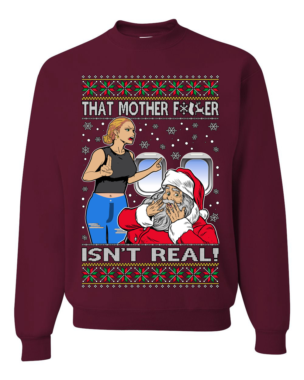 That Santa Mother F Isn't Real CLEAN , Merry Christmas Tee, Ugly Christmas,  Sweater Unisex Crewneck Sweatshirt