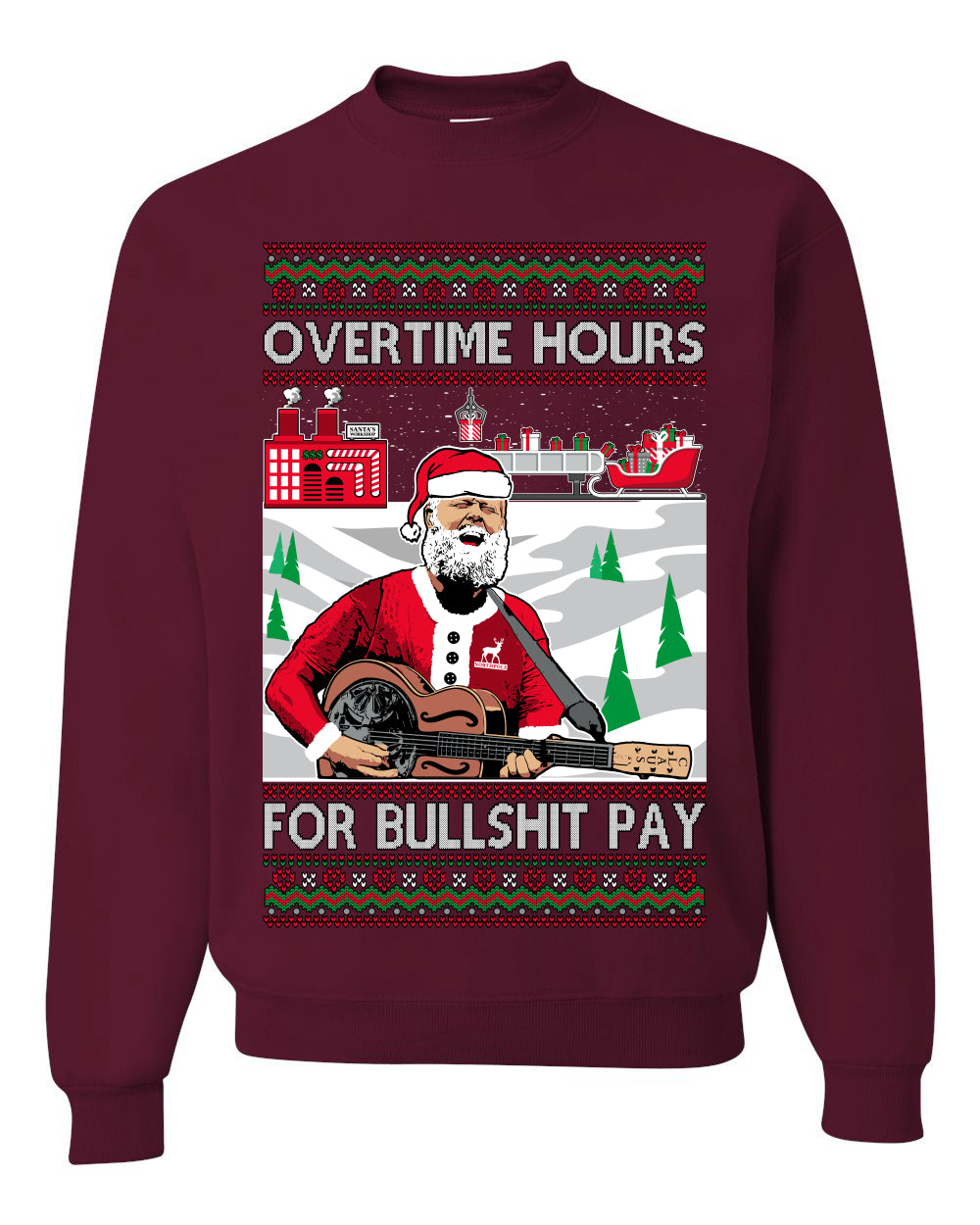 Overtime Hours Rich Men North of Richmond, Christmas Gifts, Funny Xmas Gift Idea, Ugly Christmas Sweater Unisex Crewneck Sweatshirt