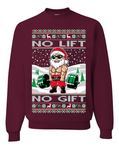 Merry Liftmas No Lift No Gift, Christmas Gifts, Funny Xmas Gift Idea, Ugly Christmas Sweater Unisex Crewneck Sweatshirt