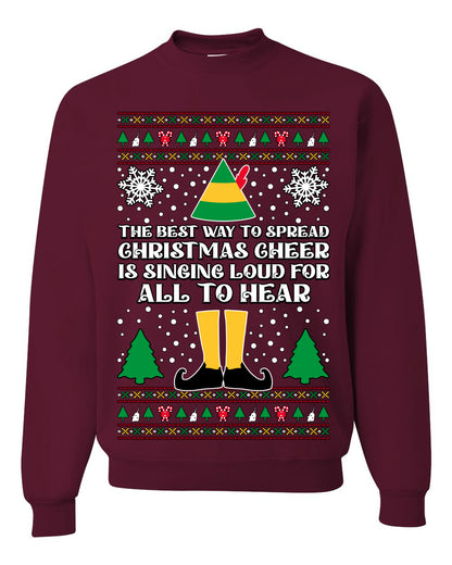 Spread Christmas Cheer Sing Loud For All To Hear, Christmas Gifts, Funny Xmas Gift Idea, Ugly Christmas Sweater Unisex Crewneck Sweatshirt