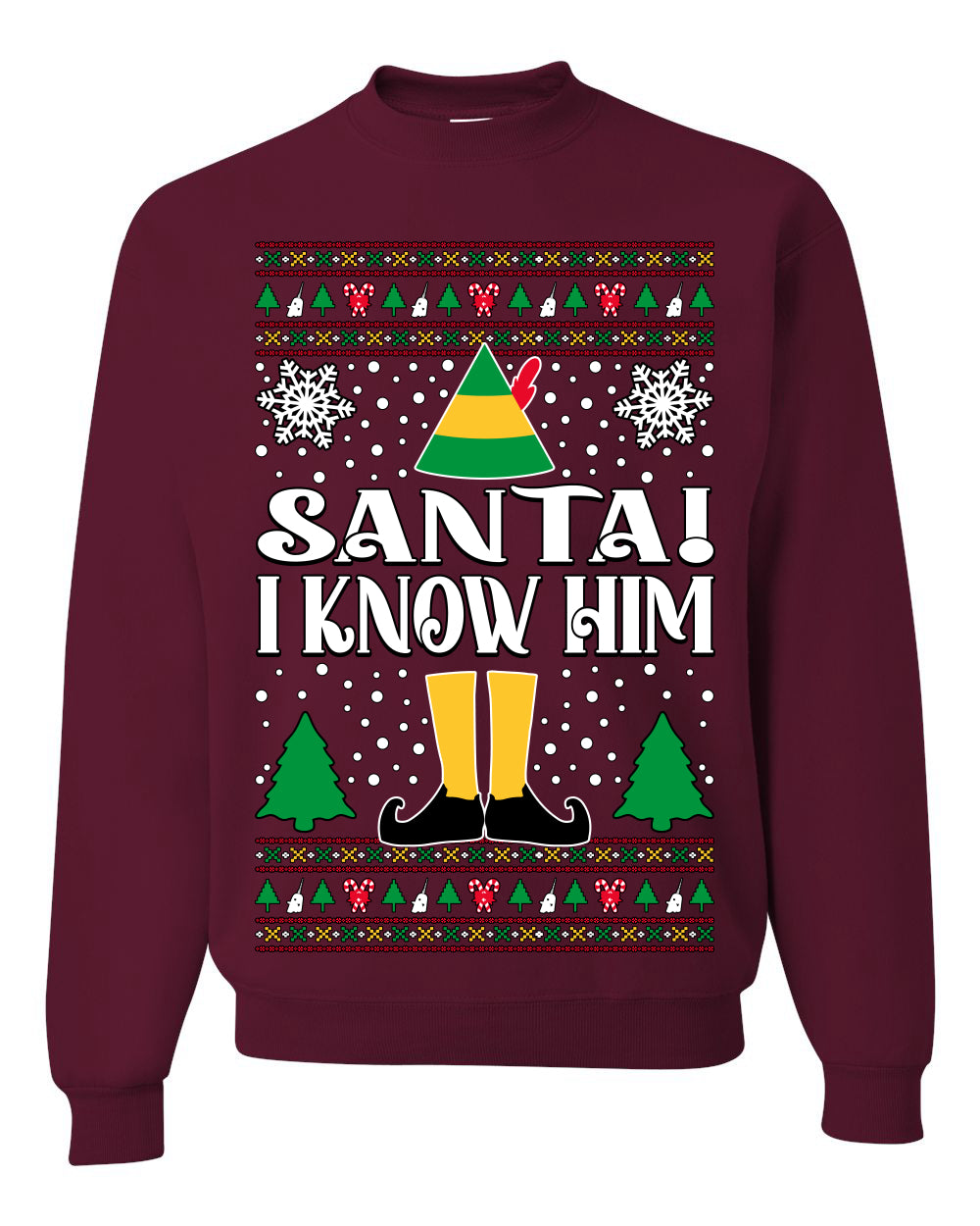 Santa! I Know Him Christmas Movie Quote , Christmas Gifts, Funny Xmas Gift Idea, Ugly Christmas Sweater Unisex Crewneck Sweatshirt