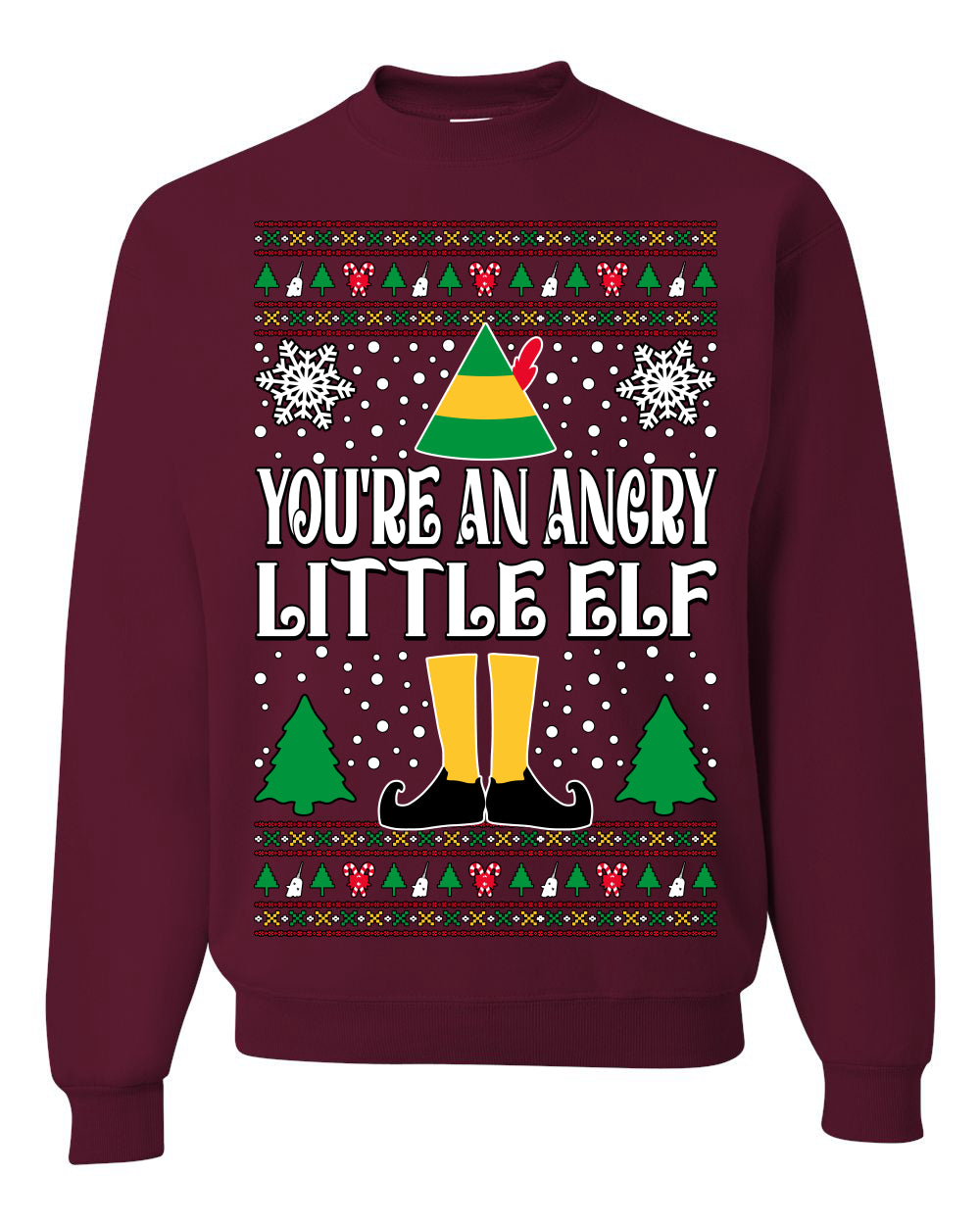 You're An Angry Little Elf Christmas Movie Quote, Christmas Gifts, Funny Xmas Gift Idea, Ugly Christmas Sweater Unisex Crewneck Sweatshirt
