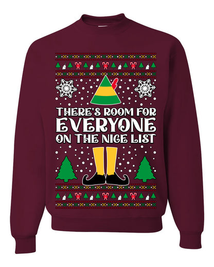Room For Everyone On The Nice List Christmas Movie Quote, Christmas Gifts, Funny Xmas Gift Idea, Ugly Christmas Sweater Unisex Crewneck Sweatshirt