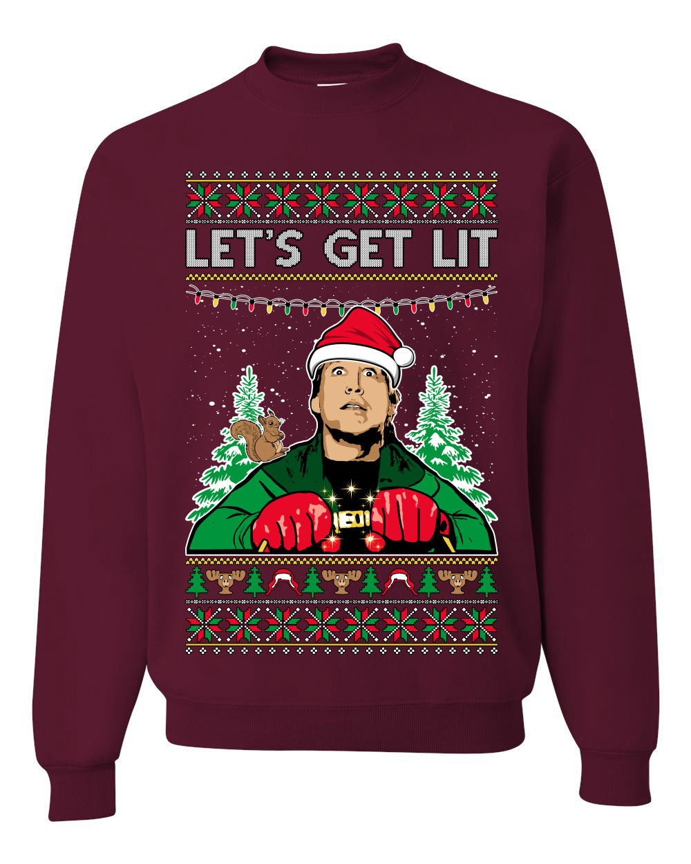 Let's Get Lit Clark Vacation Movie Parody Ugly Christmas Sweater, Christmas Gifts, Funny Xmas Gift Idea, Unisex Crewneck Sweatshirt