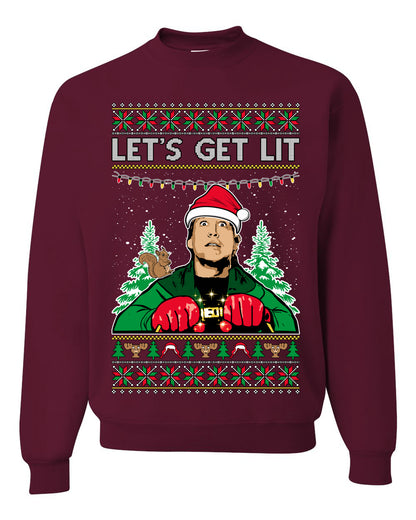 Let's Get Lit Clark Vacation Movie Parody Ugly Christmas Sweater, Christmas Gifts, Funny Xmas Gift Idea, Unisex Crewneck Sweatshirt