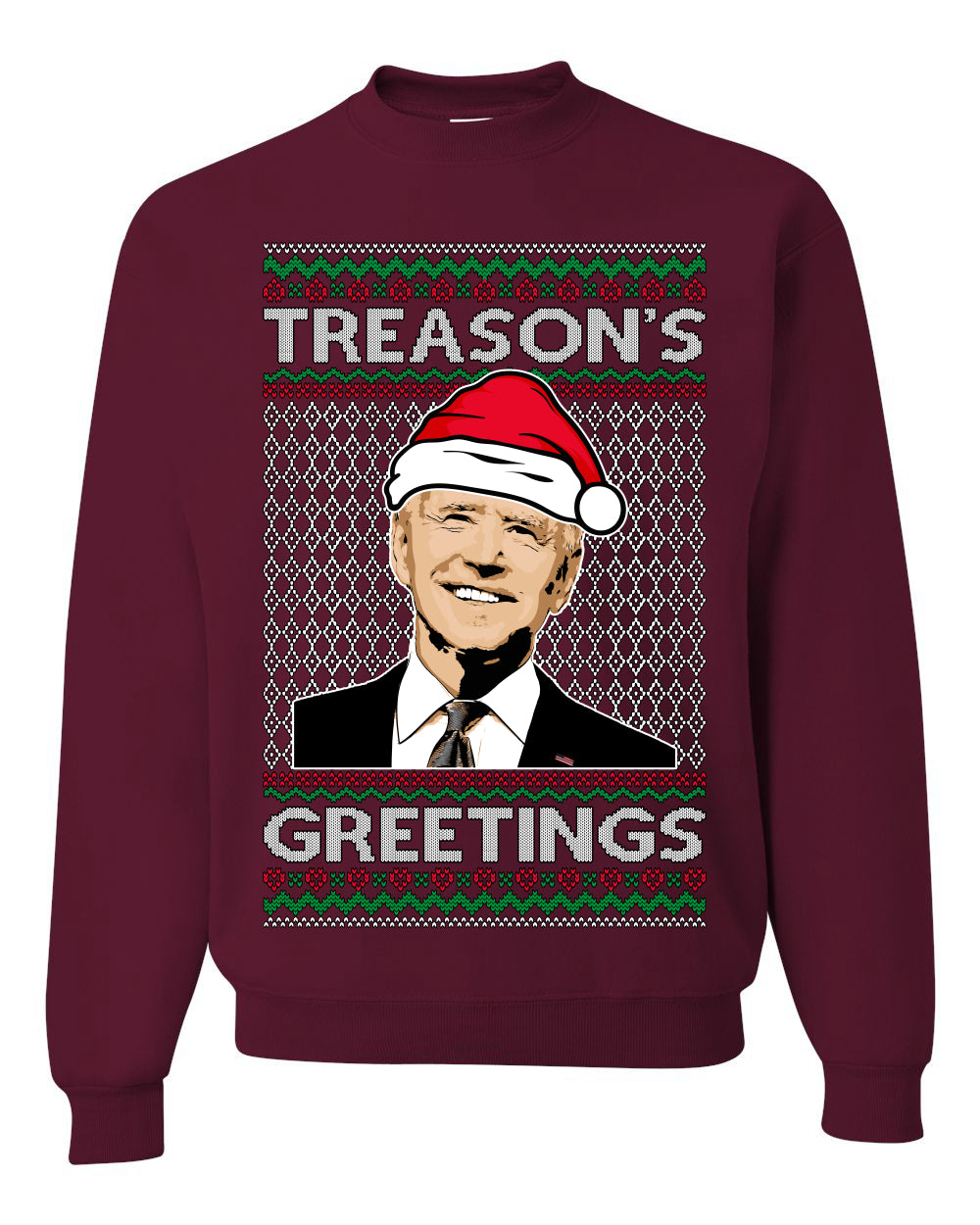 Treason's Greetings Biden President Humor Ugly Christmas Sweater, Christmas Gifts, Funny Xmas Gift Idea, Unisex Crewneck Sweatshirt