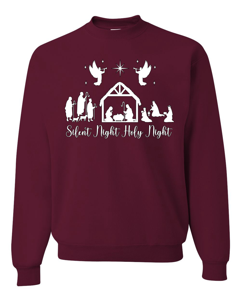Silent Night Holy Night Religious Jesus Ugly Christmas Sweater, Christmas Gifts, Funny Xmas Gift Idea, Unisex Crewneck Sweatshirt