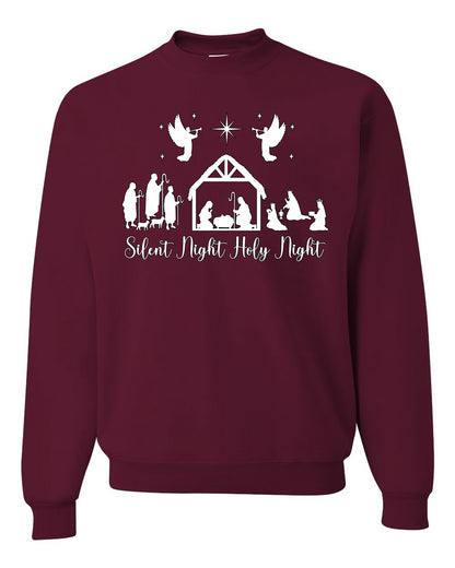 Silent Night Holy Night Religious Jesus Ugly Christmas Sweater, Christmas Gifts, Funny Xmas Gift Idea, Unisex Crewneck Sweatshirt
