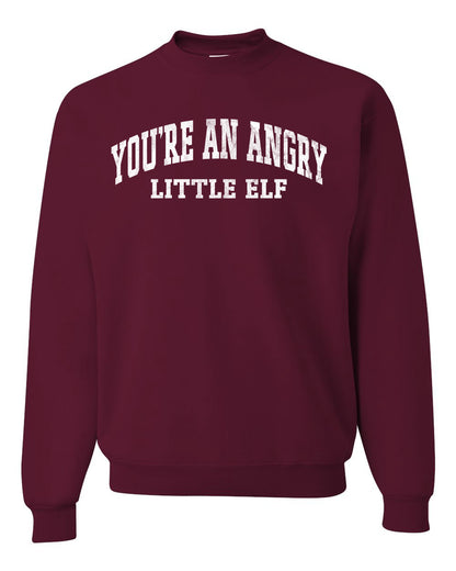 Vintage Movie Quote You're An Angry Little Elf, Christmas Gifts, Funny Xmas Gift Idea, Ugly Christmas Sweater Unisex Crewneck Sweatshirt