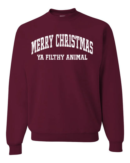 Vintage Movie Quote Merry Christmas Filthy Animal, Christmas Gifts, Funny Xmas Gift Idea, Ugly Christmas Sweater Unisex Crewneck Sweatshirt
