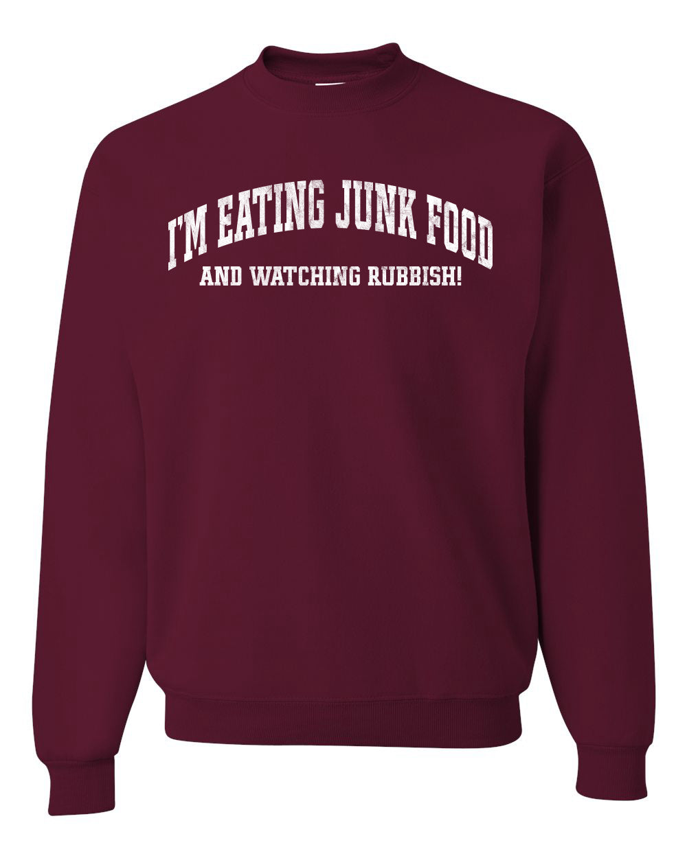 Vintage Movie Quote Eating Junk Food And Watching Rubbish, Christmas Gifts, Funny Xmas Gift Idea, Ugly Christmas Sweater Unisex Crewneck Sweatshirt