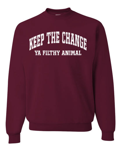 Vintage Movie Quote Keep The Change Filthy Animal, Christmas Gifts, Funny Xmas Gift Idea, Ugly Christmas Sweater Unisex Crewneck Sweatshirt