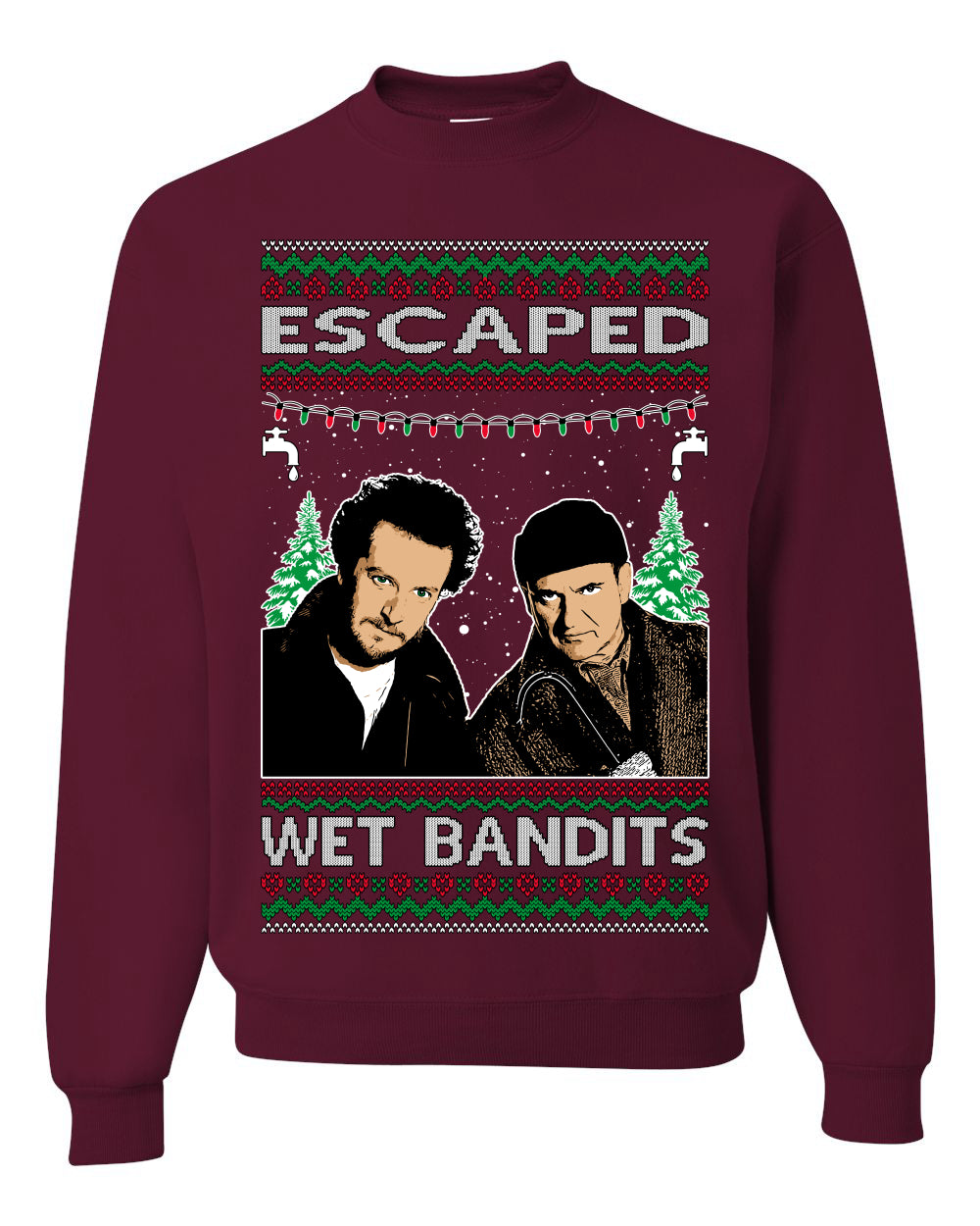 Escaped Bandits Classic Home Holiday Movie, Christmas Gifts, Funny Xmas Gift Idea, Ugly Christmas Sweater Unisex Crewneck Sweatshirt