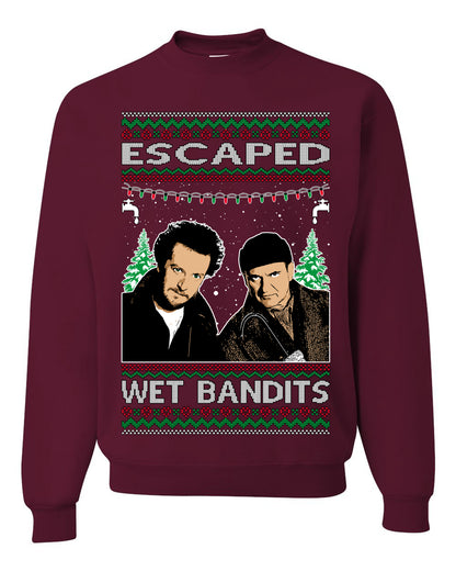 Escaped Bandits Classic Home Holiday Movie, Christmas Gifts, Funny Xmas Gift Idea, Ugly Christmas Sweater Unisex Crewneck Sweatshirt