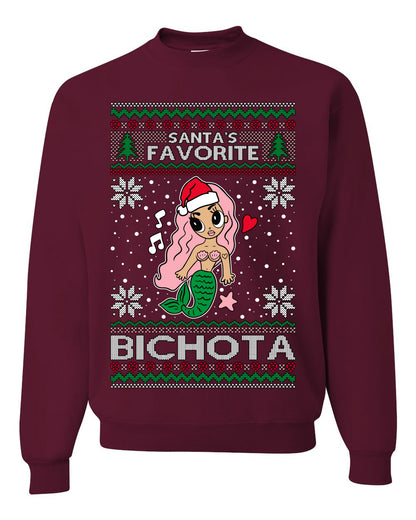 Christmas Karol Santa's Favorite Bichota, Christmas Gifts, Funny Xmas Gift Idea, Ugly Christmas Sweater Unisex Crewneck Sweatshirt