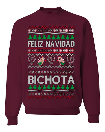 Feliz Navidad Bichota, Christmas Gifts, Funny Xmas Gift Idea, Ugly Christmas Sweater Unisex Crewneck Sweatshirt