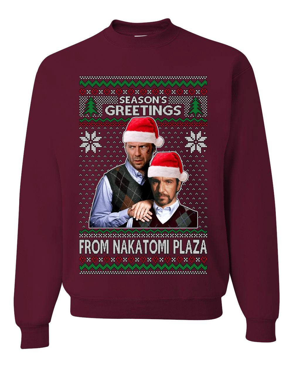 Nakatomi Plaza  Season's Greeting, Christmas Gifts, Funny Xmas Gift Idea, Ugly Christmas Sweater Unisex Crewneck Sweatshirt