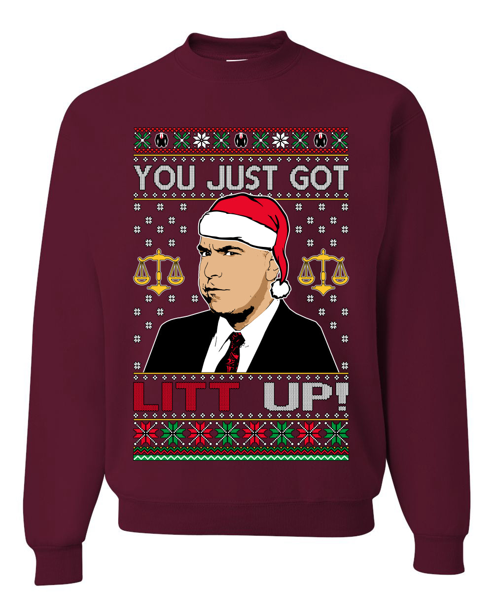 Just Got Litt Up Louis, TV Series, Christmas Gifts, Funny Xmas Gift Idea, Ugly Christmas Sweater Unisex Crewneck Sweatshirt