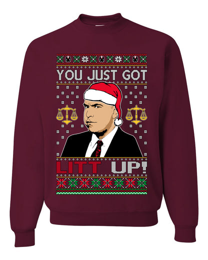 Just Got Litt Up Louis, TV Series, Christmas Gifts, Funny Xmas Gift Idea, Ugly Christmas Sweater Unisex Crewneck Sweatshirt