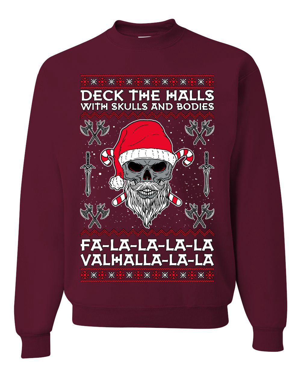 Valhalla Deck The Halls With Skulls & Bodies Movie Xmas Shirt, Christmas Gifts, Funny Xmas Gift Idea, Ugly Christmas Sweater Unisex Crewneck Sweatshirt