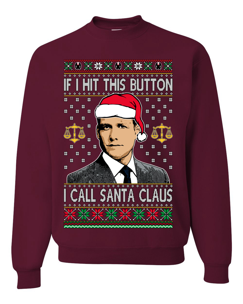 TV Show Parody Harvey Hit This Button I Call Santa Specter, Christmas Gifts, Funny Xmas Gift Idea, Ugly Christmas Sweater Unisex Crewneck Sweatshirt
